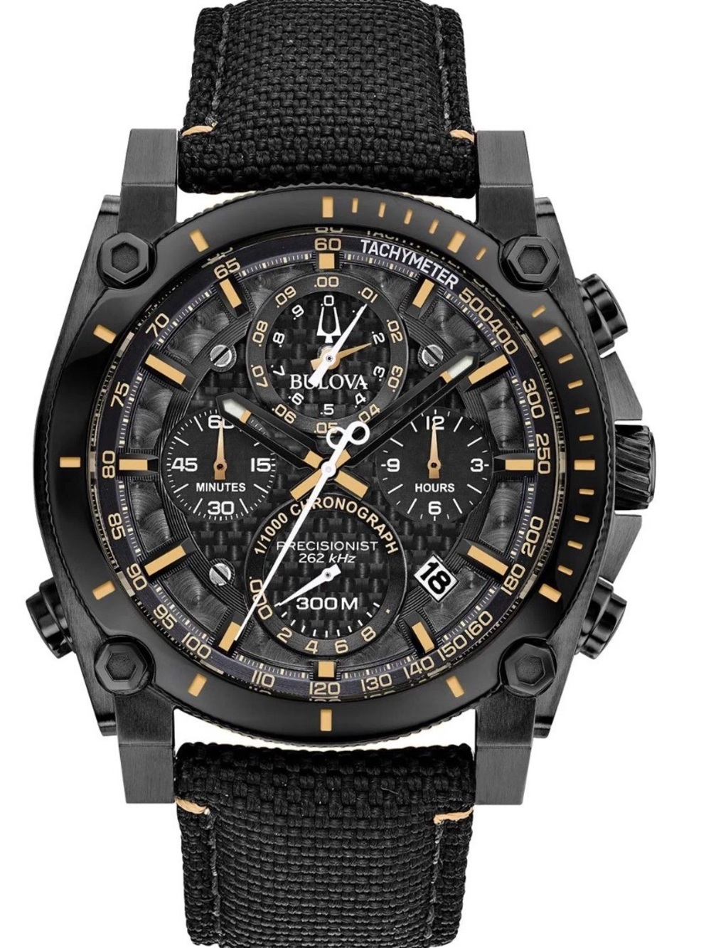 Bulova Precisionist Chronograph Nylon Strap Mens Watch black